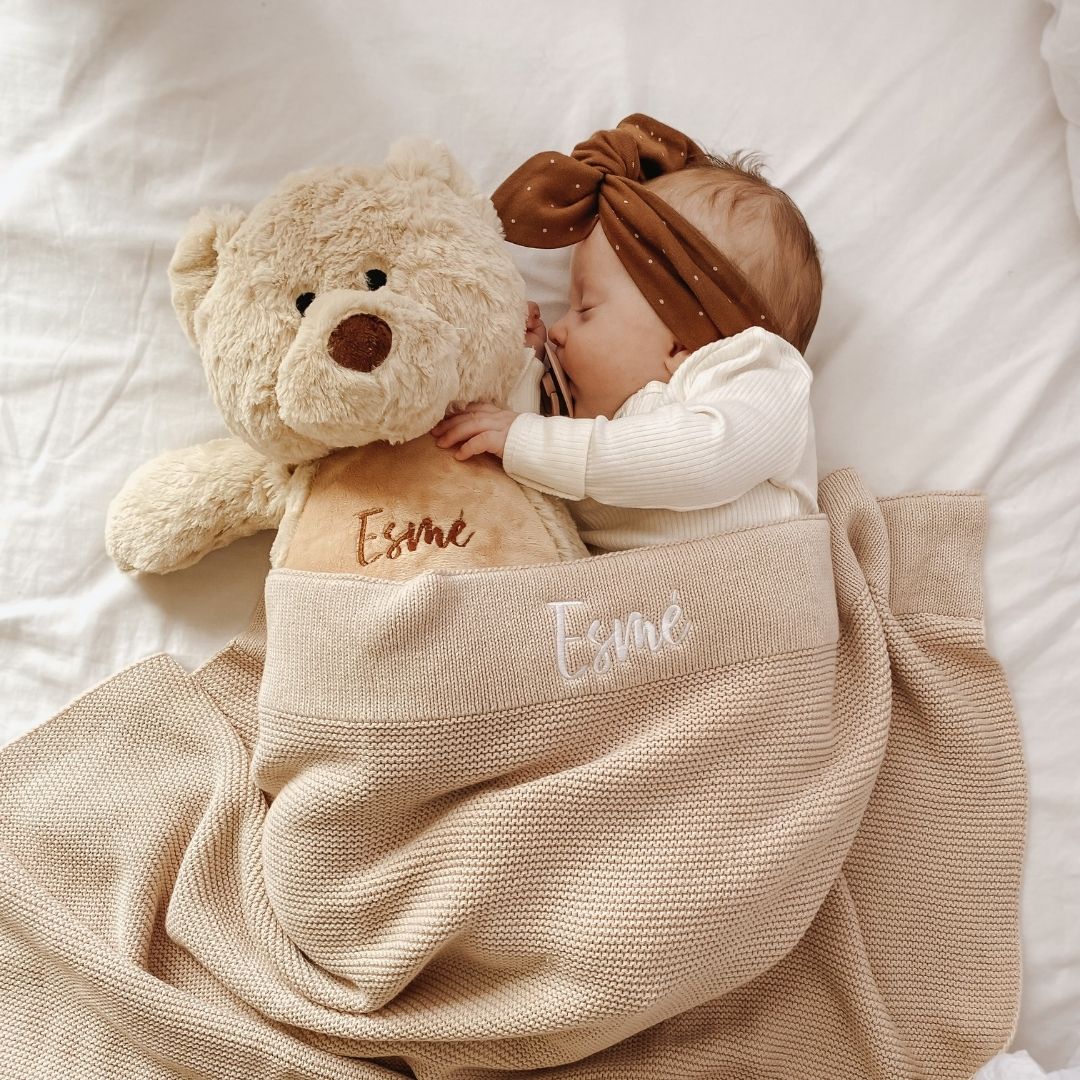 Personalised baby 2025 blanket and teddy