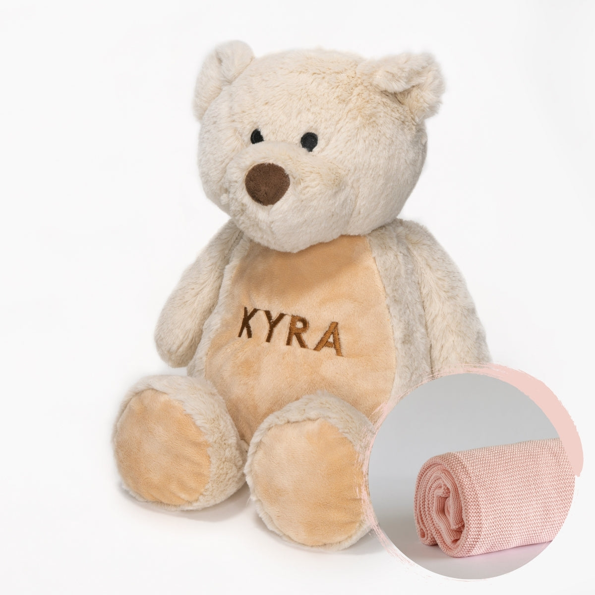 Personalised Baby Blanket and Soft Bear Teddy Bundle