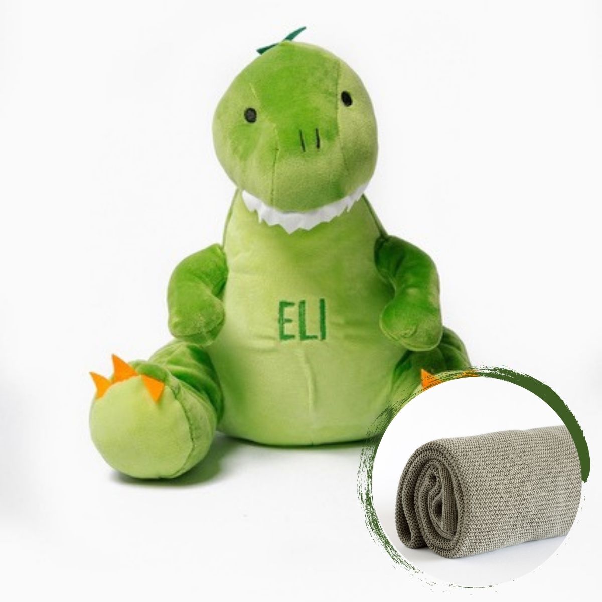 Personalised Baby Blanket and Soft Dinosaur Bundle Little Poppet