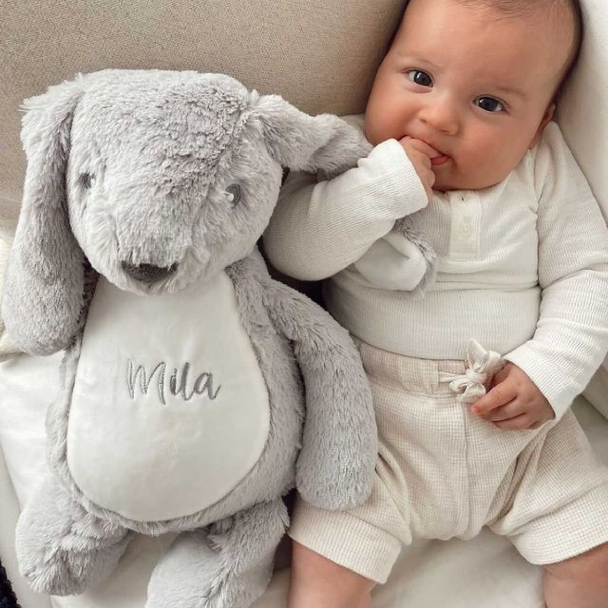 Mia with her personalised bunny