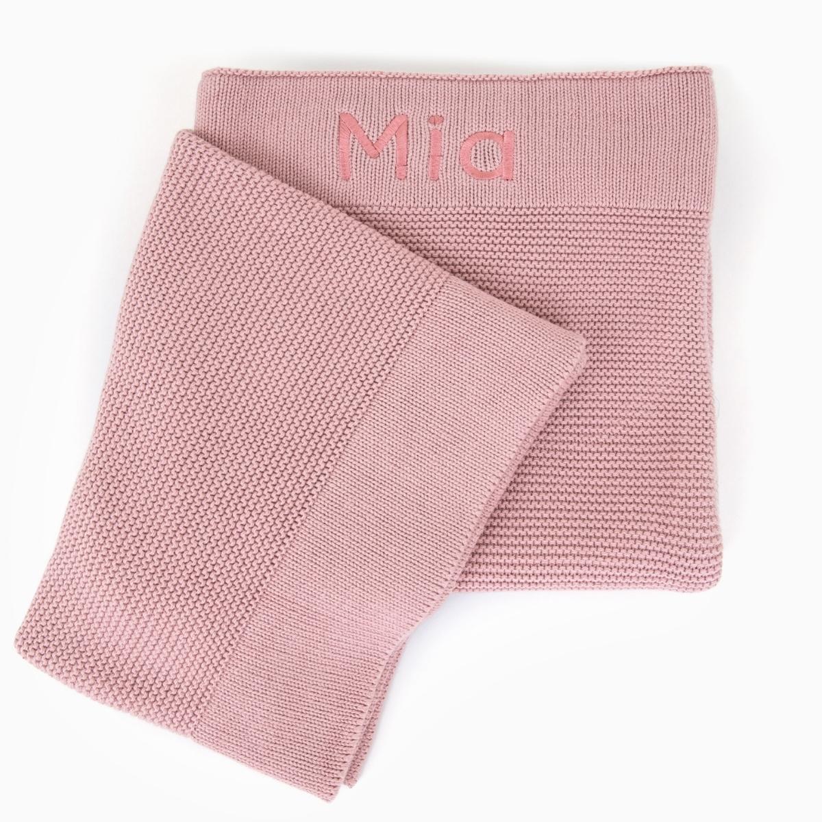 Blush Pink Personalised Knitted Blanket