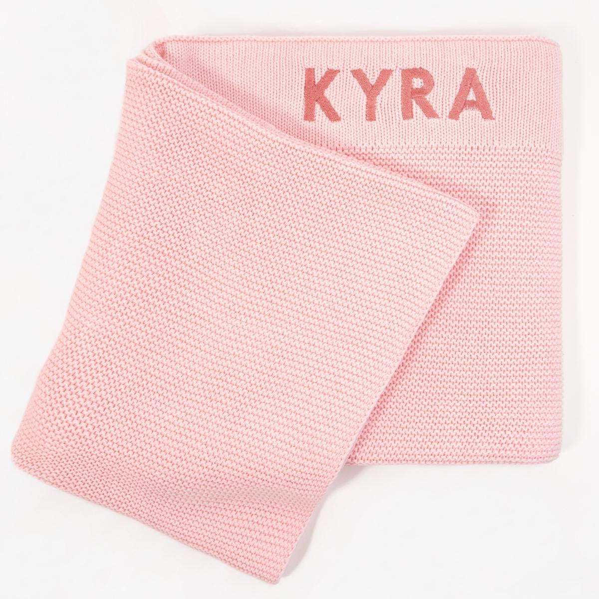 Personalised Knitted Baby Blanket - Baby Pink Knitted Baby Blanket Little Poppet Store 