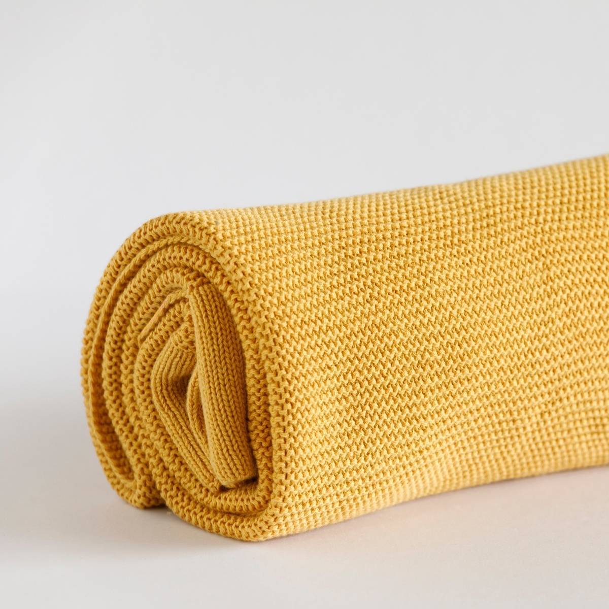 Personalised Knitted Baby Blanket - Mustard Knitted Baby Blanket Little Poppet Store 